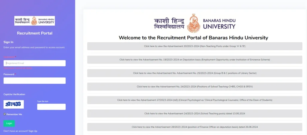 Banaras Hindu University Recruitment 2024