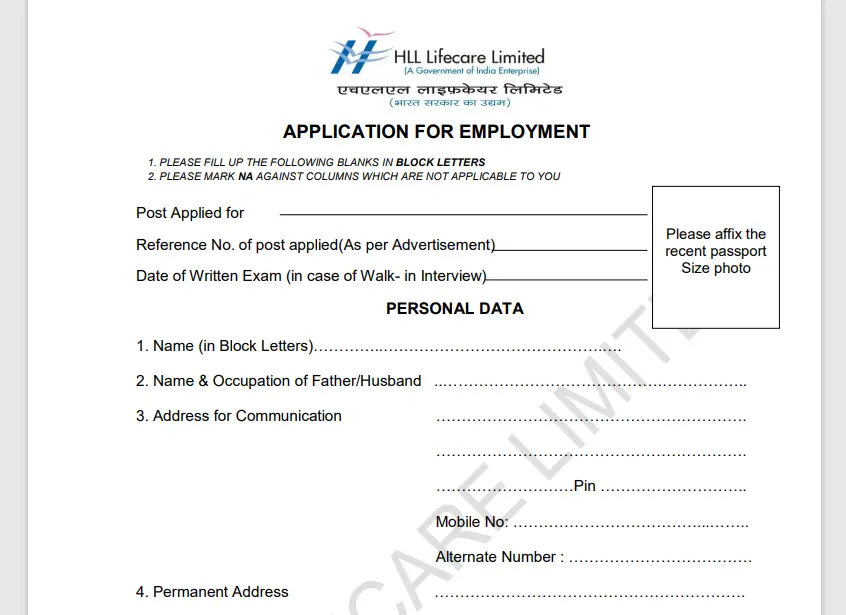 HLL Lifecare Limited Recruitment