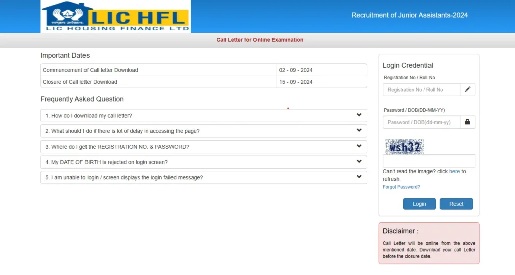 LIC HFL Admit Card 