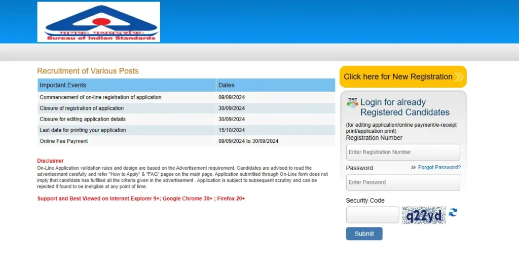 Bureau of Indian Standards Recruitment